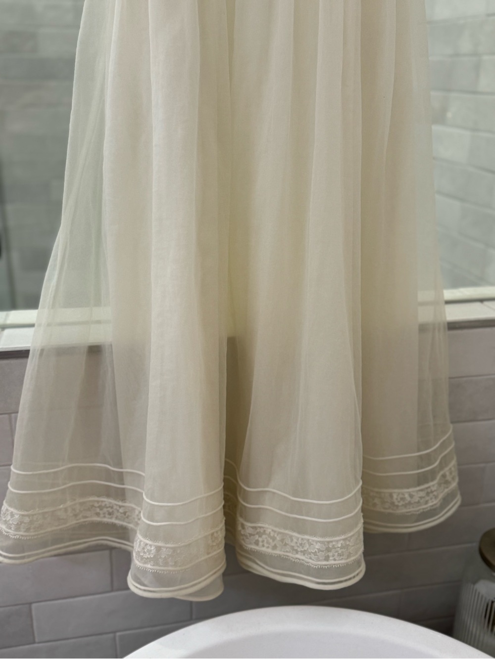 1960s Shadowline  Nightgown Chiffon Lace Lingerie Vintage Sz S - Picture 7 of 16
